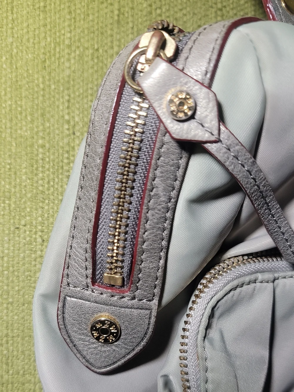 MZ Wallace Light Gray Nylon Shoulder Bag with Dark Gray Handles